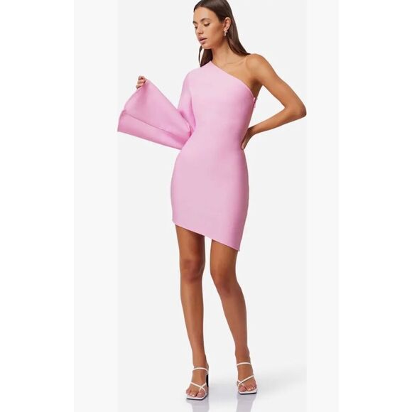 ELLIATT Riley One-shoulder Mini Dress in pink cocktail party Dress Size S NWT - Picture 1 of 6